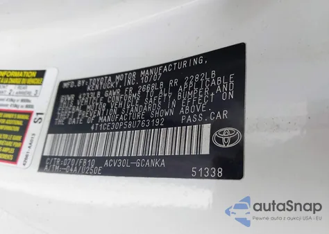 2008 Toyota Camry Solara Se/Sle/Sport z USA, uszkodzony, nr VIN 4T1CE30P58U763192